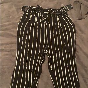 Paper bag ankle pants